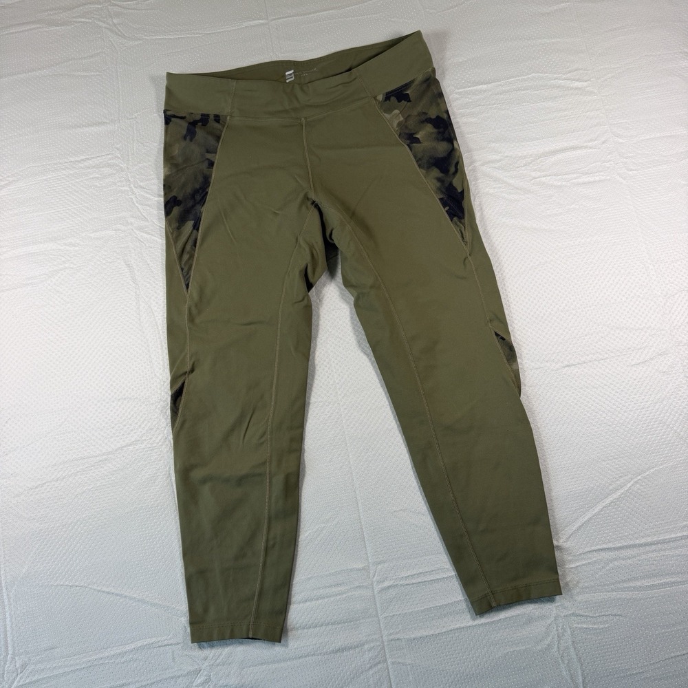 Second Skin XL Women Camo Leggings Green Athletic Pocket Compression Pants